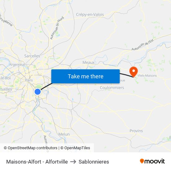 Maisons-Alfort - Alfortville to Sablonnieres map