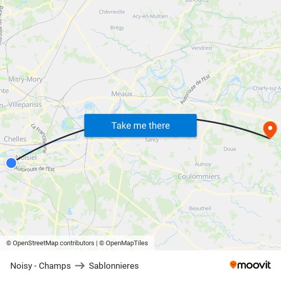 Noisy - Champs to Sablonnieres map