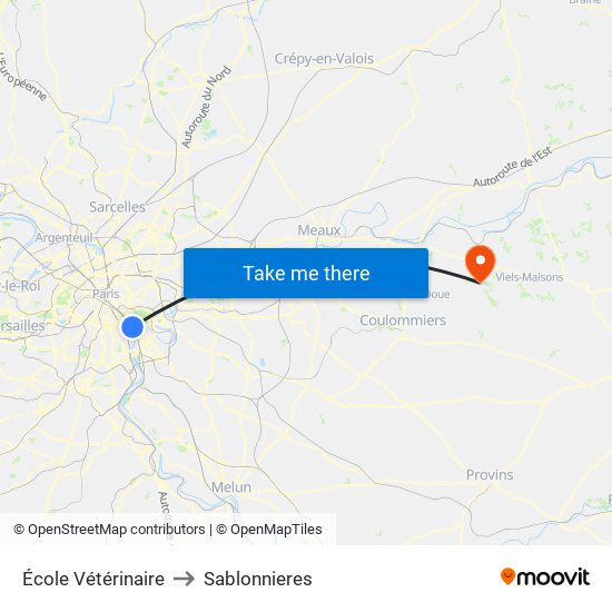 École Vétérinaire to Sablonnieres map