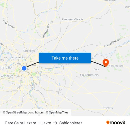 Gare Saint-Lazare – Havre to Sablonnieres map