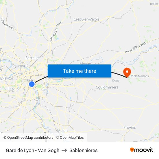 Gare de Lyon - Van Gogh to Sablonnieres map