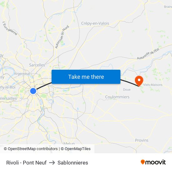Rivoli - Pont Neuf to Sablonnieres map