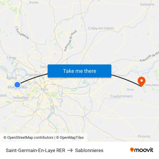 Saint-Germain-En-Laye RER to Sablonnieres map