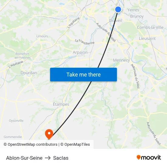 Ablon-Sur-Seine to Saclas map