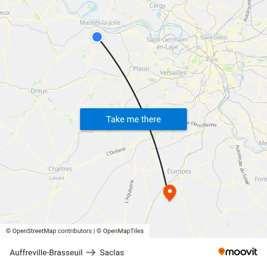Auffreville-Brasseuil to Saclas map