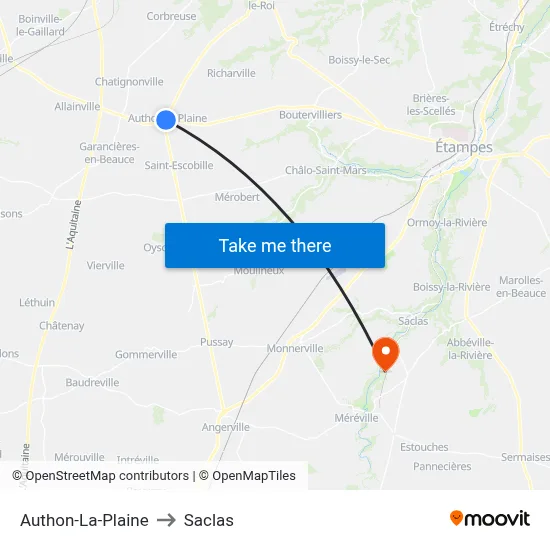 Authon-La-Plaine to Saclas map