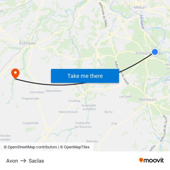 Avon to Saclas map