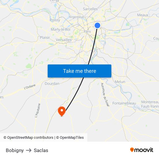 Bobigny to Saclas map
