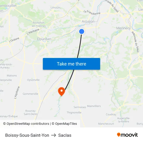 Boissy-Sous-Saint-Yon to Saclas map