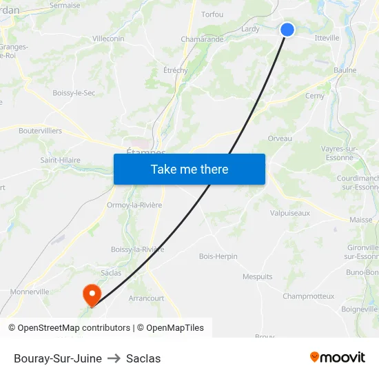 Bouray-Sur-Juine to Saclas map