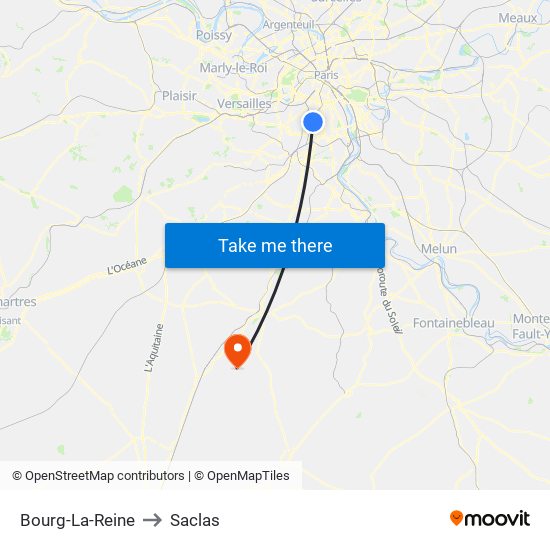 Bourg-La-Reine to Saclas map