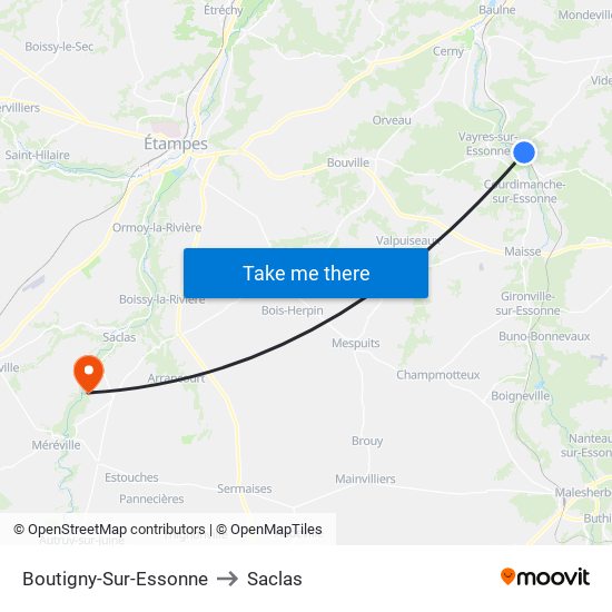 Boutigny-Sur-Essonne to Saclas map