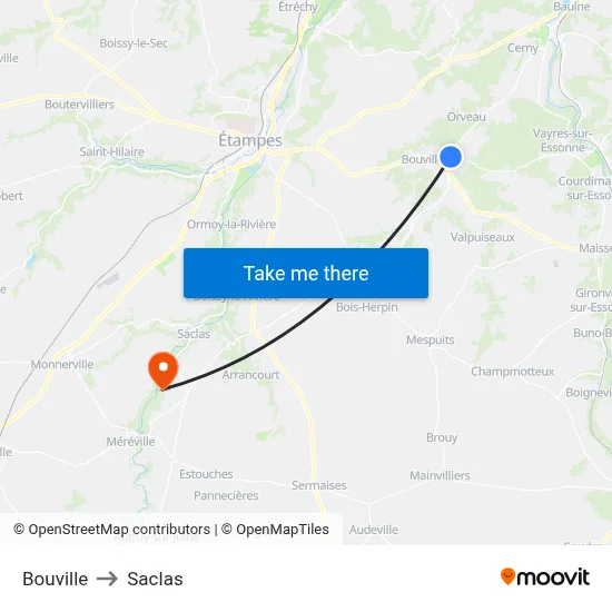 Bouville to Saclas map
