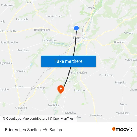 Brieres-Les-Scelles to Saclas map