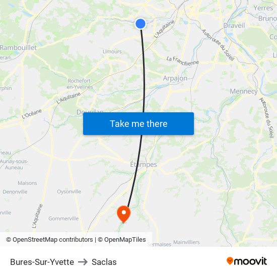 Bures-Sur-Yvette to Saclas map