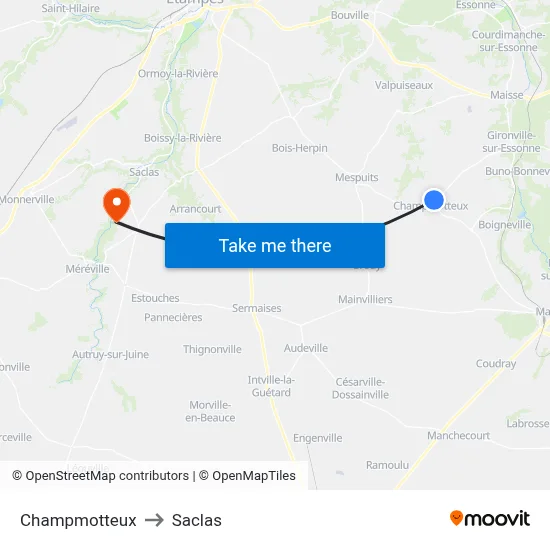 Champmotteux to Saclas map