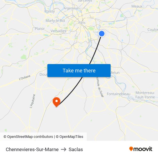 Chennevieres-Sur-Marne to Saclas map