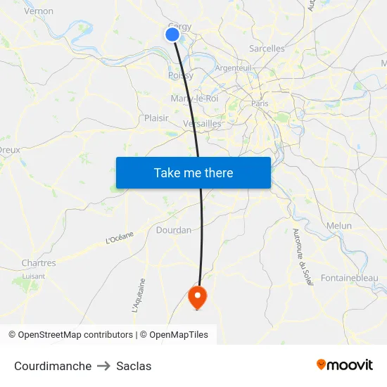 Courdimanche to Saclas map