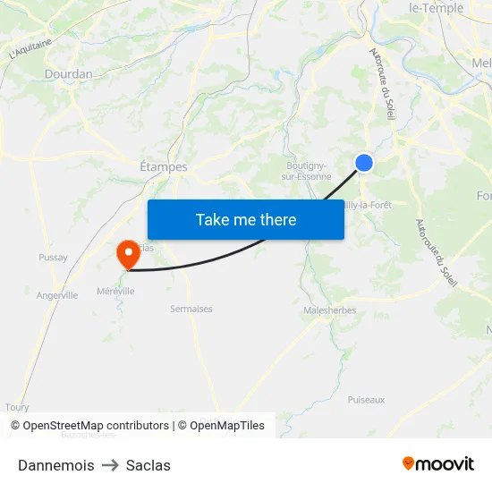 Dannemois to Saclas map