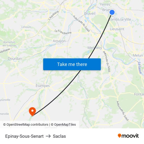 Epinay-Sous-Senart to Saclas map