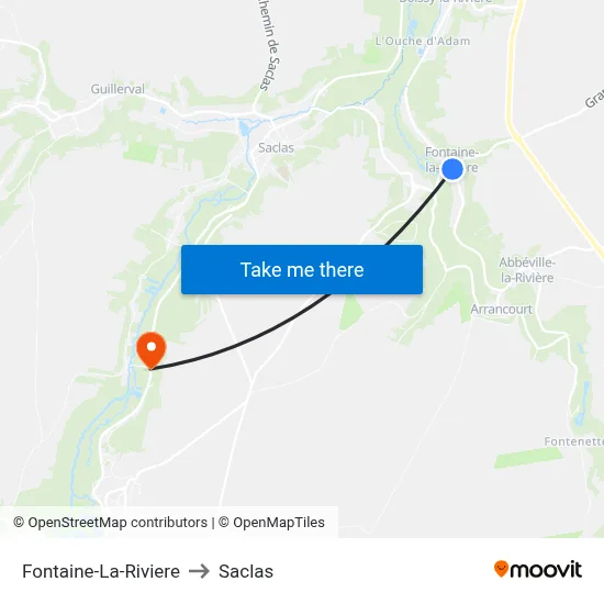 Fontaine-La-Riviere to Saclas map