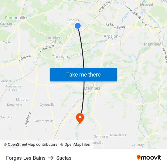 Forges-Les-Bains to Saclas map