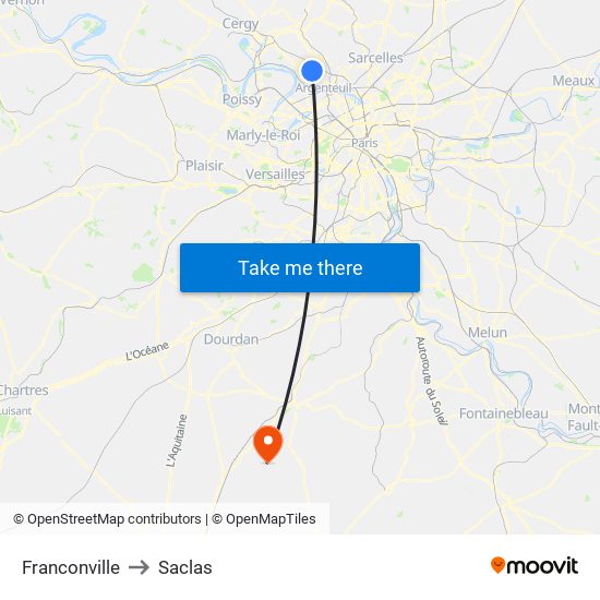 Franconville to Saclas map