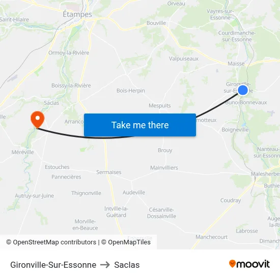 Gironville-Sur-Essonne to Saclas map