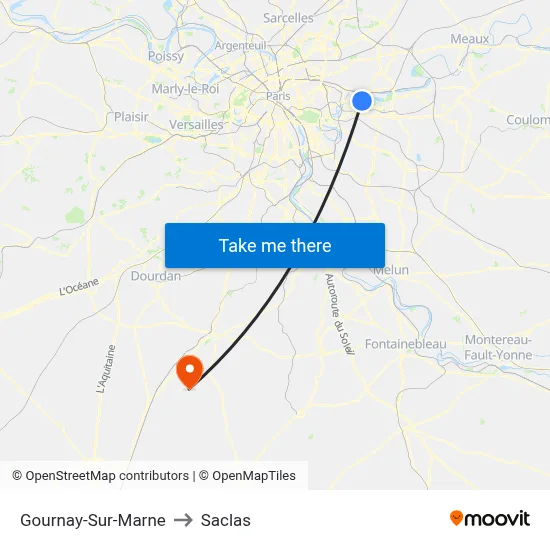 Gournay-Sur-Marne to Saclas map