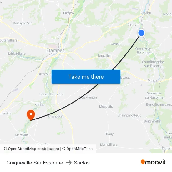 Guigneville-Sur-Essonne to Saclas map