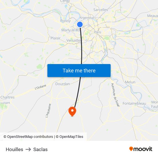 Houilles to Saclas map