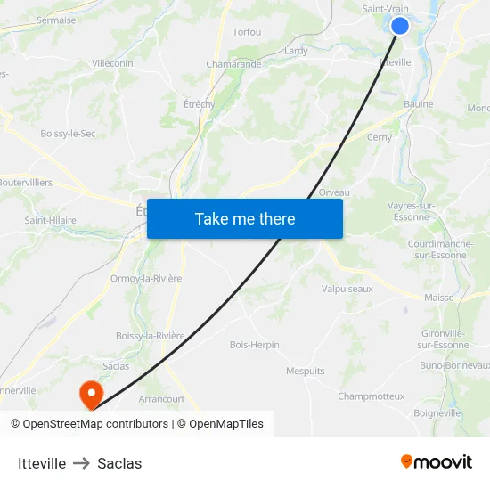 Itteville to Saclas map