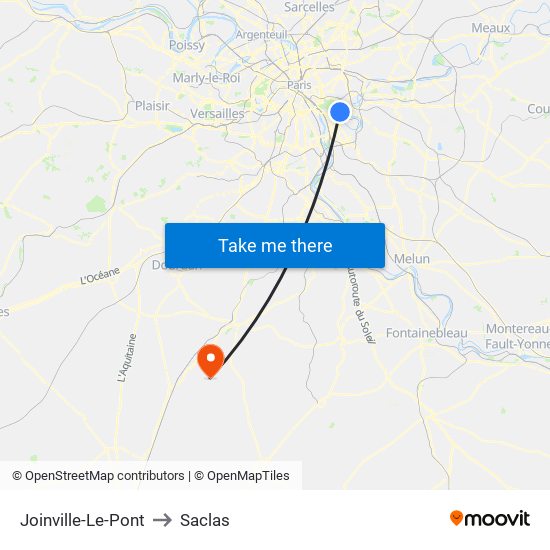 Joinville-Le-Pont to Saclas map