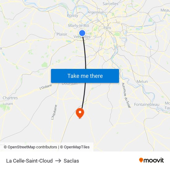 La Celle-Saint-Cloud to Saclas map