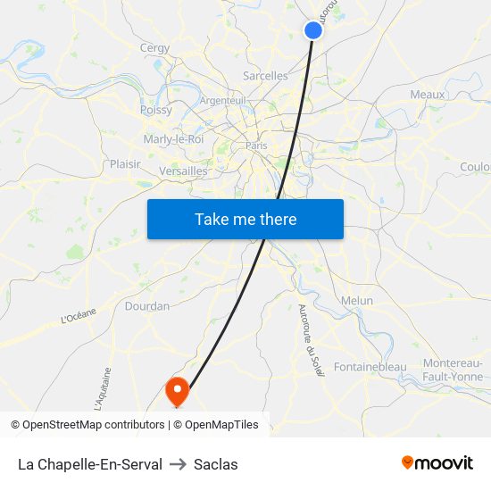 La Chapelle-En-Serval to Saclas map