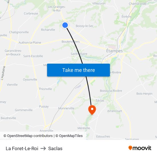 La Foret-Le-Roi to Saclas map