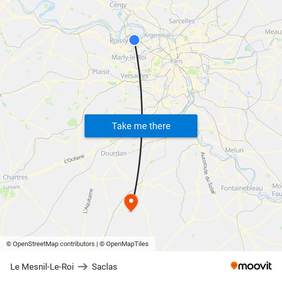 Le Mesnil-Le-Roi to Saclas map