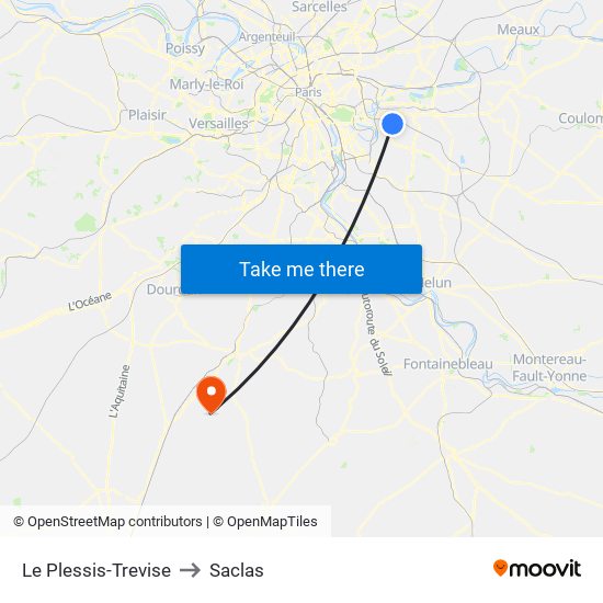 Le Plessis-Trevise to Saclas map