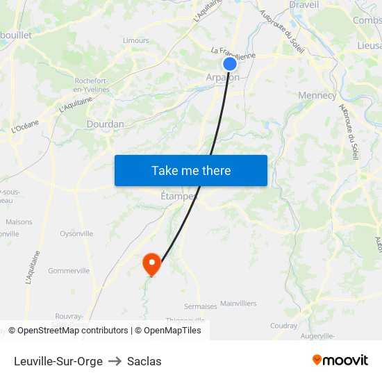 Leuville-Sur-Orge to Saclas map