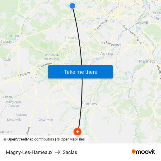 Magny-Les-Hameaux to Saclas map