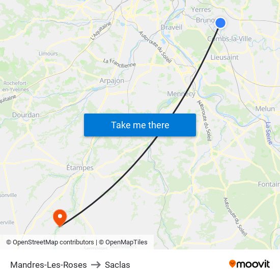 Mandres-Les-Roses to Saclas map