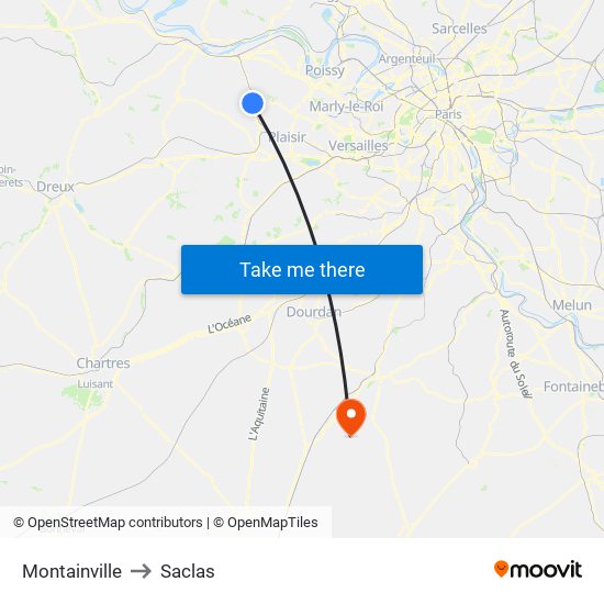 Montainville to Saclas map