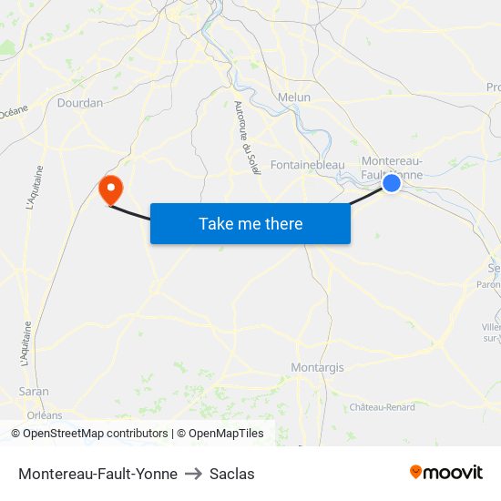 Montereau-Fault-Yonne to Saclas map
