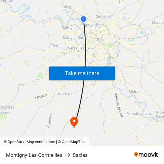 Montigny-Les-Cormeilles to Saclas map