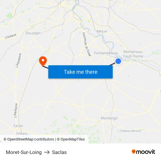 Moret-Sur-Loing to Saclas map