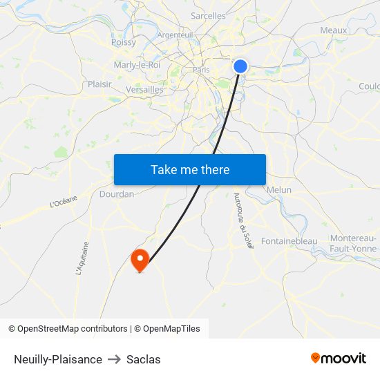 Neuilly-Plaisance to Saclas map