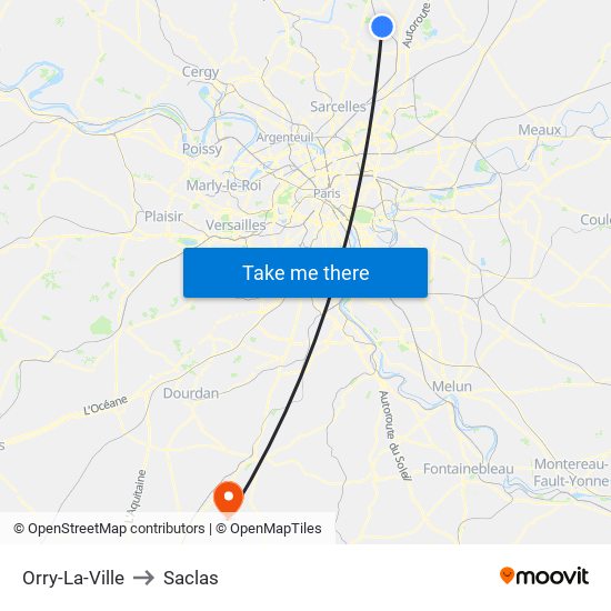 Orry-La-Ville to Saclas map