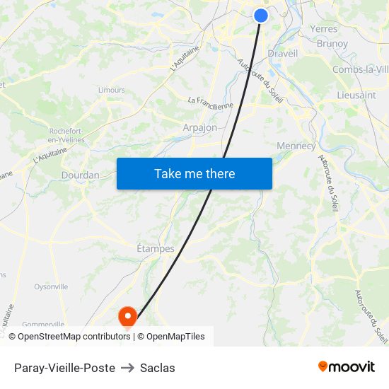 Paray-Vieille-Poste to Saclas map