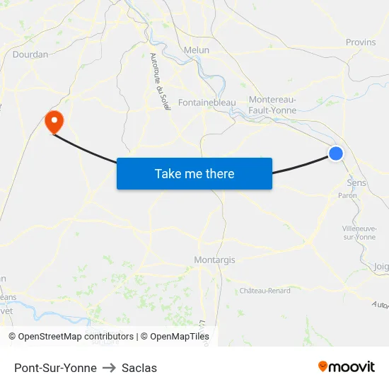 Pont-Sur-Yonne to Saclas map