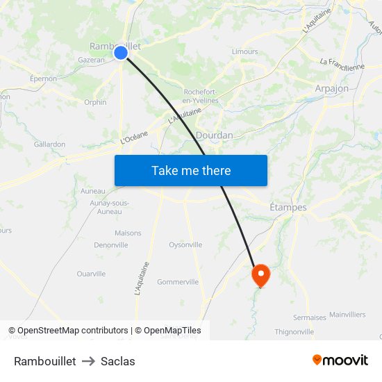 Rambouillet to Saclas map